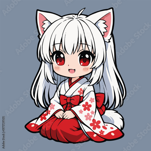 chibi girl cartoon vector image