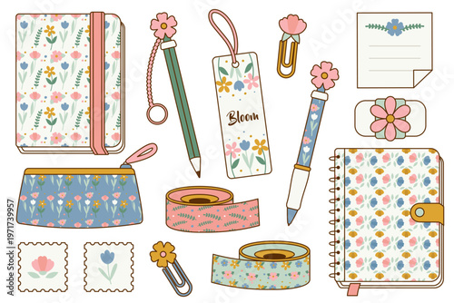 Stationery Set Floral Pattern Cartoon