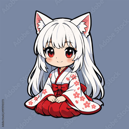 chibi girl cartoon vector image