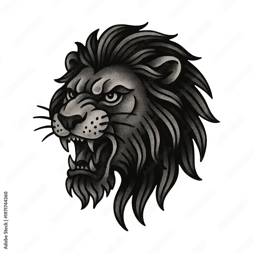 Obraz premium PNG Fierce lion head illustration