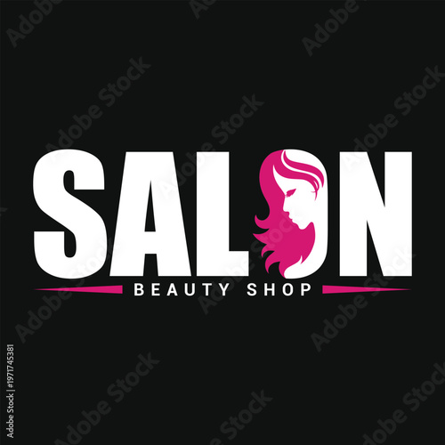 Salon beauty shop logo with pink and white design