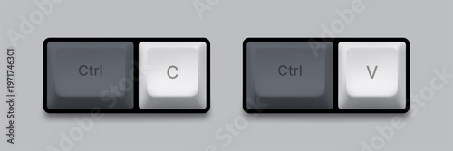 Copy and paste command buttons on computer keyboard. Vector icon of keyboard key combination for digital workflow. Graphic element for user interface, programming and office shortcut.