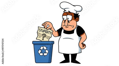 Man throwing away stub in recycling bin at restaurant