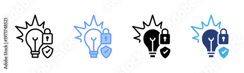 Intellectual Property icon set multiple style collection