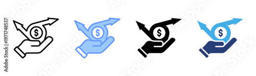 Profitability icon set multiple style collection