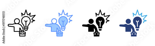 Entrepreneur icon set multiple style collection