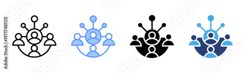 Networking icon set multiple style collection