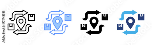 Logistics icon set multiple style collection