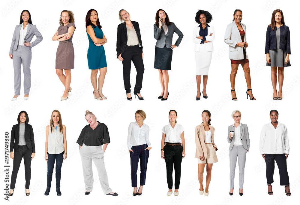 Fototapeta premium PNG Diverse professional women standing confidently on transparent background