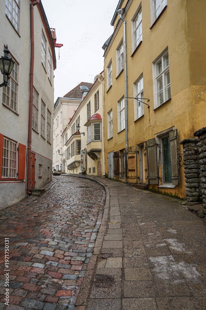 Obraz premium Colorful historical buildings along a city street