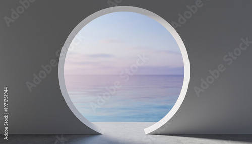 Round Mirror Reflecting Ocean and Sky.