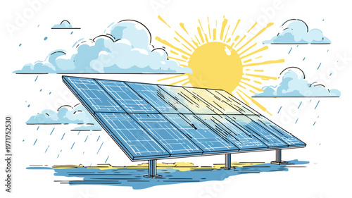 Solar Energy Flat Vector Illustration on White Background