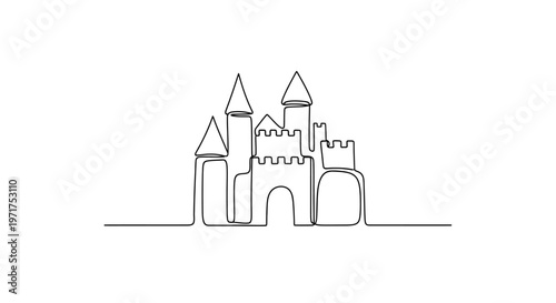 Minimalist Single Line Drawing of a Majestic Castle