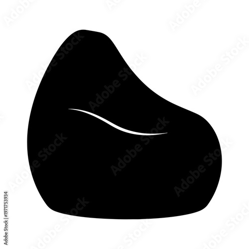 Black beanbag chair, modern furniture, home decor, vector icon