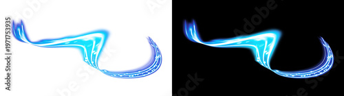 Dynamic Blue Light Wave with Dots on Transparent and Black Backgrounds