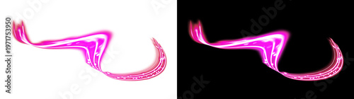 Abstract Pink Light Trail Effect on Transparent and Black Backgrounds