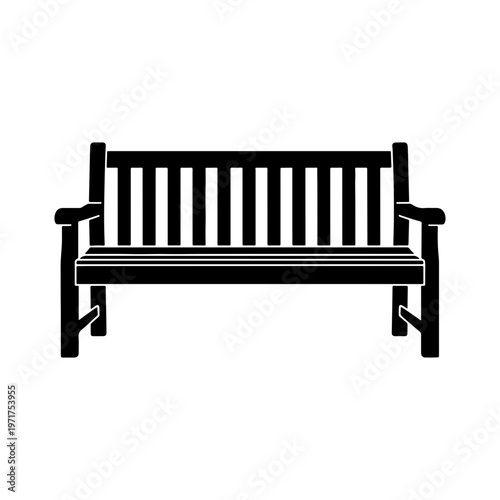 Black wooden bench, outdoor furniture, park seating, garden bench