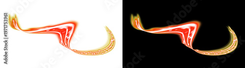 Abstract Glowing Red and Yellow Light Wave with Transparent and Black Background