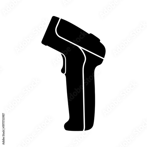 Black infrared thermometer gun, temperature scanner, thermal reader, heat detector icon