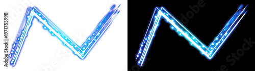 Abstract Blue Light Strip with Glowing Dots on Transparent and Black Background