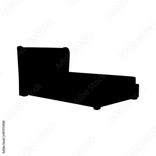 Black chaise lounge, modern sofa silhouette, furniture icon, vector chaise