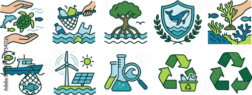 Environmental Conservation and Sustainability Symbols Collection