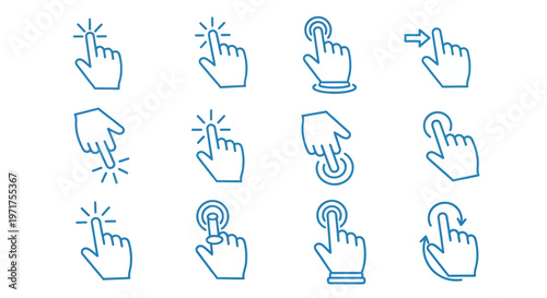 Collection of Hand Cursor Icons for Digital Interaction and User Interface Design