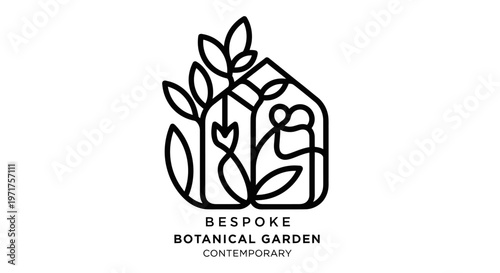 Botanical Garden Logo Design with House and Plant Icon