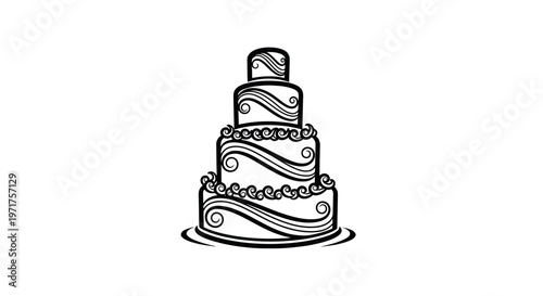 Elegant Tiered Wedding Cake Illustration