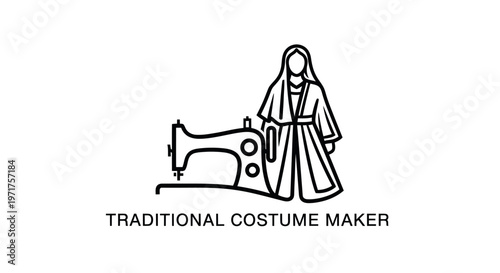 Traditional Costume Maker Artisan with Sewing Machine Icon