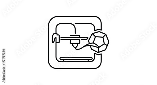 3D Printer Icon Creating Geometric Object
