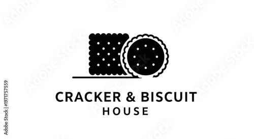 Cracker & Biscuit House Logo - Minimalist Design with Baked Goods Icons