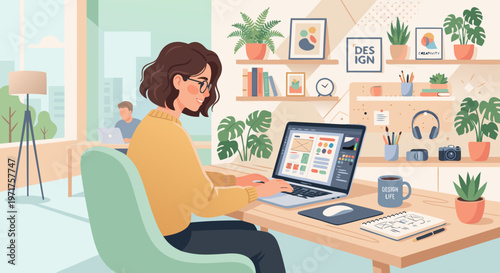 woman working on laptop