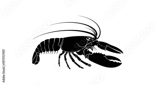 Black silhouette of a lobster.