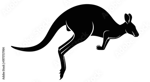Black silhouette of kangaroo jumping 1.