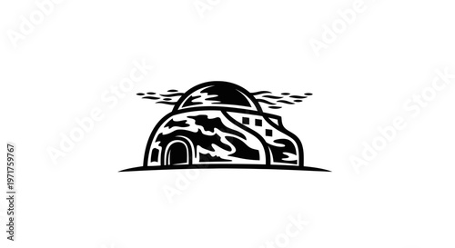 Ancient Dome Building Illustration, Middle Eastern Architecture, Historical Landmark