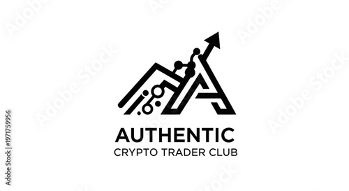 Authentic Crypto Trader Club Logo - Upward Trend and Growth Concept