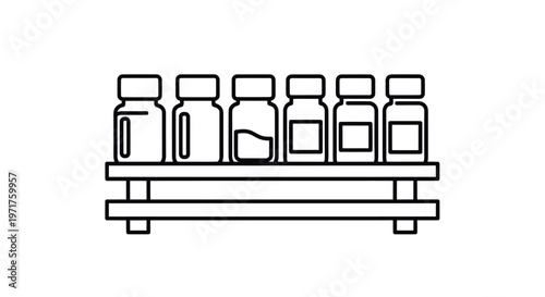 Laboratory vials on rack, scientific research, chemical analysis, medical testing, science icon