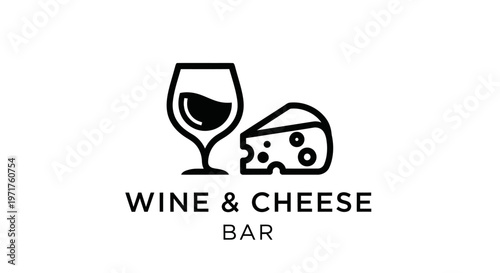 Wine and Cheese Bar Icon: Minimalist Graphic for Food & Drink Branding