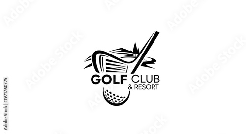 Golf Club and Resort Logo with Golf Ball and Club Icon