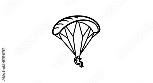 Paragliding Silhouette Icon - Extreme Sports Adventure