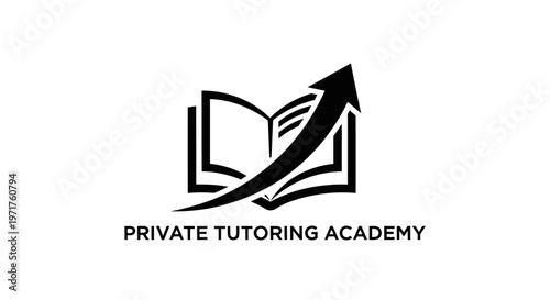 Open Book with Upward Arrow Logo - Private Tutoring Academy