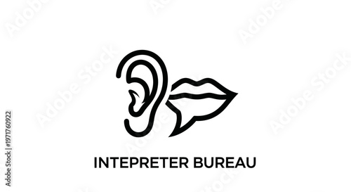 Interpreter Bureau Logo: Ear and Mouth Icon symbolizing communication and translation services
