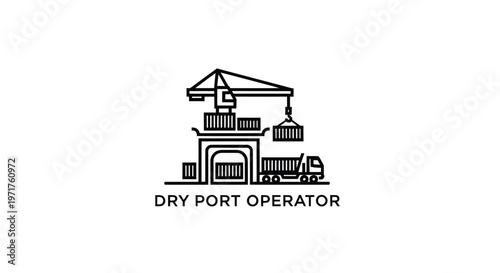 Dry Port Operator Logistics Crane Truck Container Shipping Industry Icon