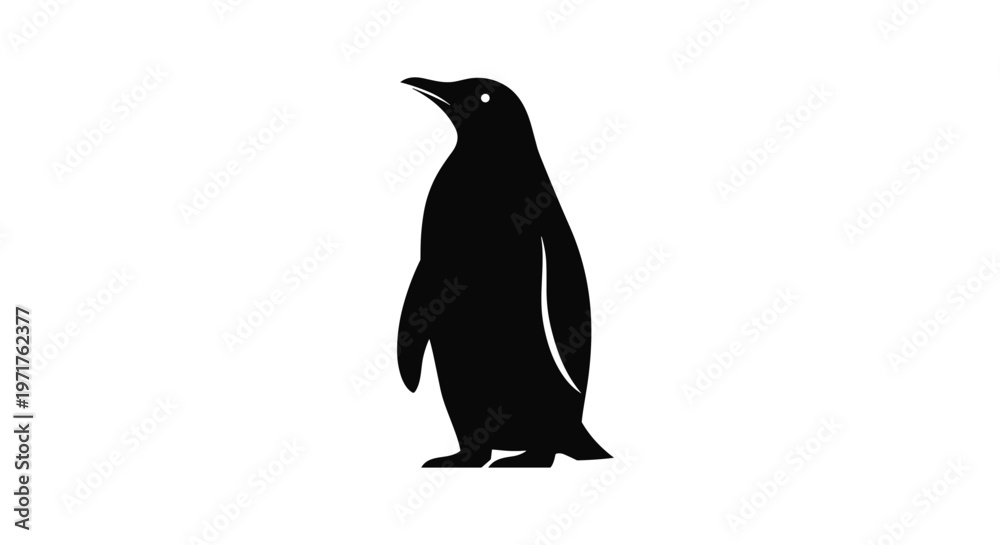 Obraz premium Black Penguin Silhouette Standing.