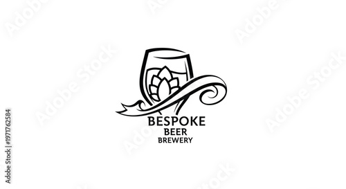 Bespoke Beer Brewery Logo with Hop Flower and Swirl Design