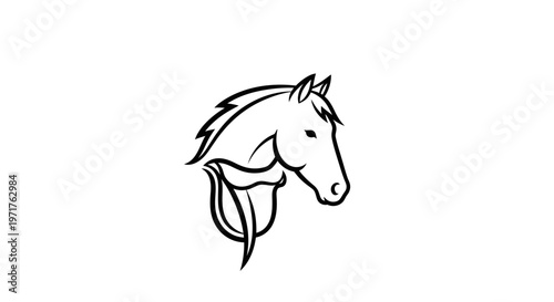 Elegant horse head silhouette logo design, equestrian symbol, minimalist vector illustration