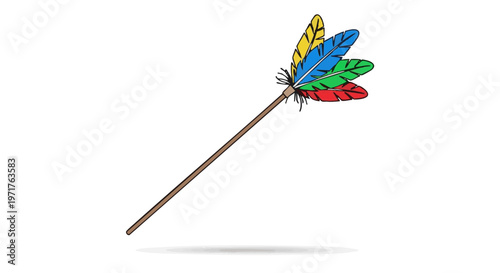 Colorful cat feather wand toy vector illustration on a white background