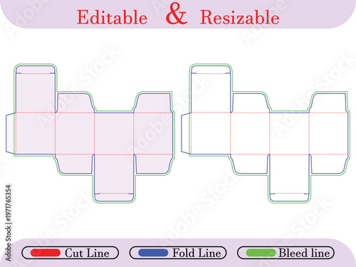Tableau sur toile Box template cut fold and bleed lines packaging die cut 1