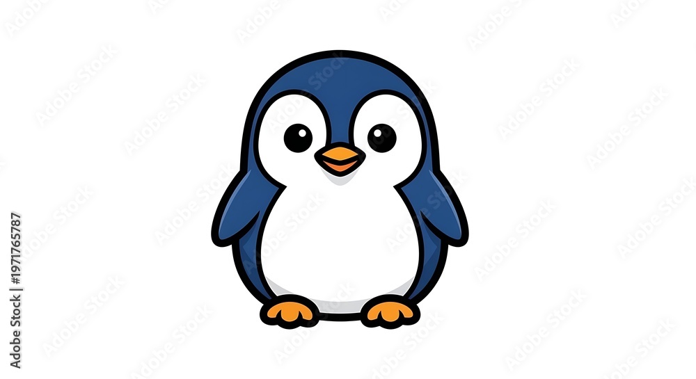 Fototapeta premium cute cartoon penguin on white background winter illustration